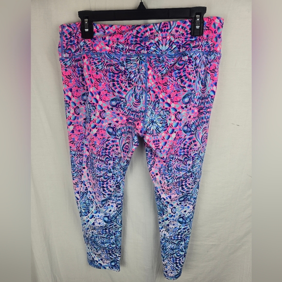 Lilly Pulitzer Luxletic Weekender Blue And Pink Midi Leggings Sz XL - Picture 3 of 8